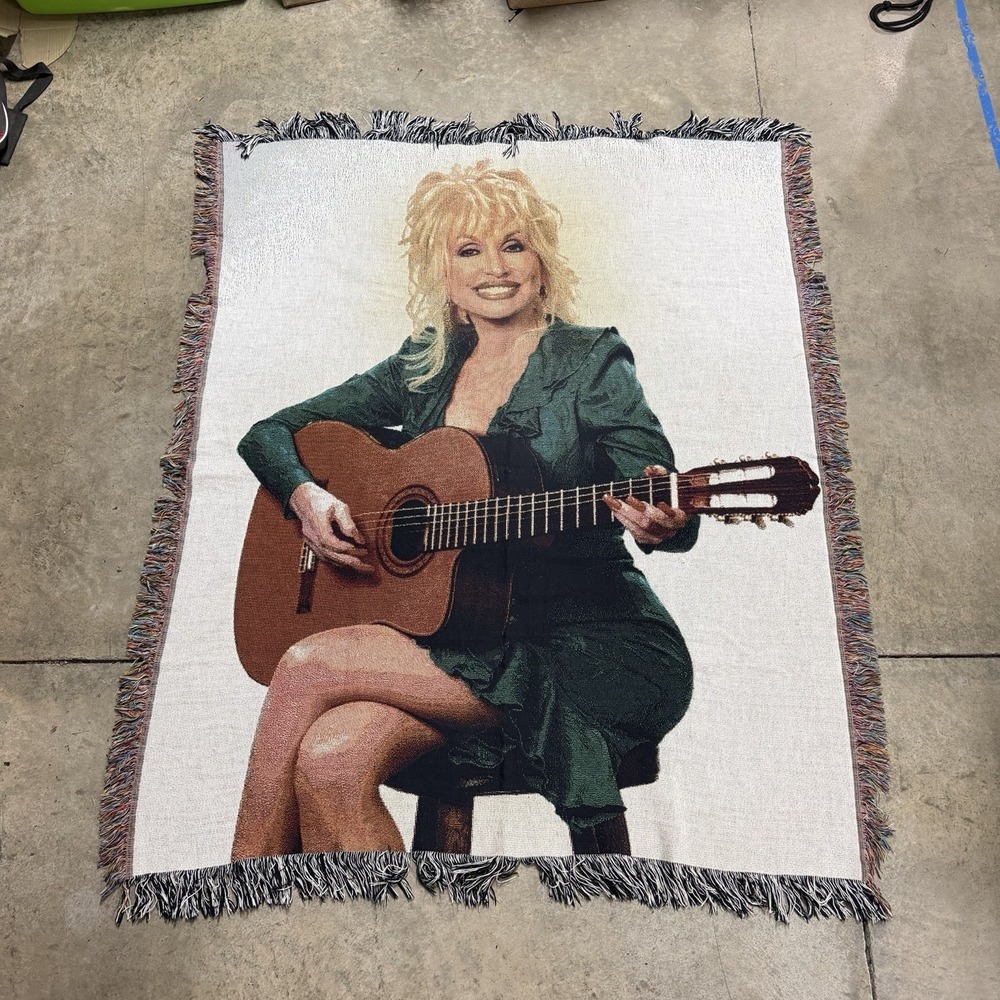 Vintage Dolly Parton Tapestry Blanket 90s Dollywood Country Music Home Decor